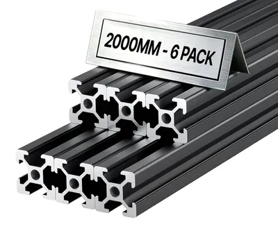 Immagine prodotto di VEVOR Profilo in alluminio 2020, confezione da 6 pezzi, lunghezza 2 metri. Profili in alluminio con scanalature a T, anodizzati, conformi agli standard UE. Profilo estruso ad alta resistenza, ideale per guide per stampanti 3D, banchi da lavoro fai-da-te per CNC e montaggio. Colore: nero