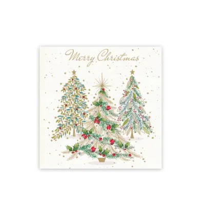 Produktbild von Serviette weiß mit Weihnachtsmotiv "Merry Christmas" 33 x 33 cm, 1/4 Falz, 3 lagig, 20 Stück