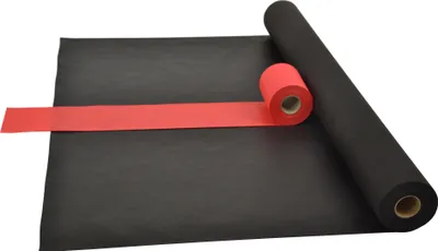 Produktbild von Sensalux Kombi-Set 1 Tischdeckenrolle 1,18m x 25m schwarz + Tischläufer 15cm rot