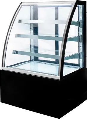 Zdjęcie produktu dla Witryna chłodnicza cukiernicza przeszklona z oświetleniem LED Mega-M CLARA S90 90x70x140 cm black 300L