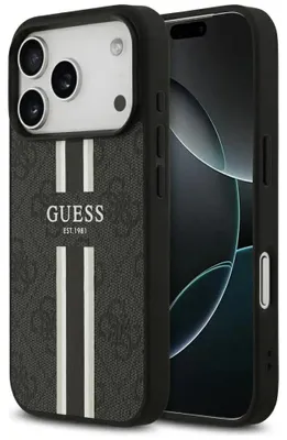Produktbild von Guess 4G Printed Stripes MagSafe - iPhone 17 Pro Hülle (Schwarz)