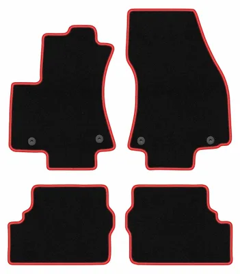 Produktbild von Velours-Fußmatten für Opel Zafira A 1999-2005 (Minivan) – 4-tlg, Schwarz/Rot, passgenau – Wielganizator CARLUX