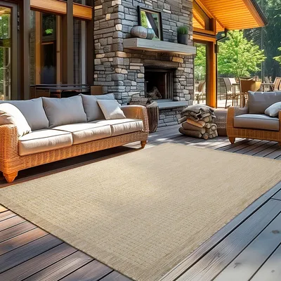 Produktbild von Carpetsale24 In & Outdoor Teppich Terrasse Balkon Küchenteppich Wetterfest Sisal Optik Flachgewebe Einfarbig mit Struktur, Grösse: 200x290 cm