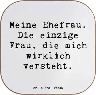 Produktbild von Mr. & Mrs. Panda Tischuntersetzer Spruch Ehefrau Verständnis - Weiß - Geschenk, Partnerschaft, Liebe, Geschenke, für, Tassenuntersetzer, Coaster, Ehe, gläseruntersetzer