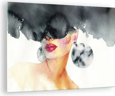Produktbild von Bilder auf glas - Einteilig - Aquarell Modell Brille - 70x50cm - Glasbilder - Wandbilder - Bilder - zum Aufhängen bereit - Wanddekoration aus Glas - Glas Bilder - Wandbild auf Glas - GAA70x50-4678