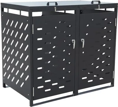 Produktbild von Mülltonnenbox Müllbox Mülltonnenverkleidung 2 Türen Box Anthrazit mit Deckel
