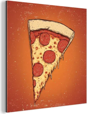 Produktbild von MuchoWow Wanddekoration Metall Metallbild Wandkunst 20x20 cm Pizza - Käse - Rot - Peperoni MuchoWow Aluminium Gemälde - Alu Dibond Bilder
