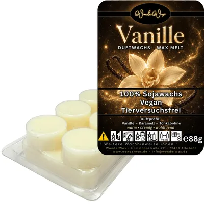 Produktbild von WonderWax Duftwachs Wax Melts für Duftlampe, 6 Kreise Duftmelt Wachsmelt Sojawachs Duftwachs Würfel für Raumdüfte, Wachs Duftöl Winter Indoor Schmelzen für Aromalampe Vanille