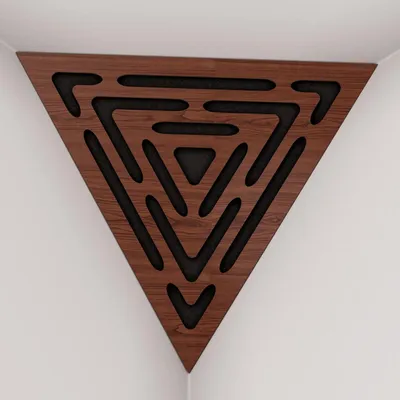 Obrázek produktu pro Balení po 2 kusech – Akustická rohová stropní basová past „Triangle“ | Přední strana trojúhelníku: 42 cm | Ořech | Triangle-WAVE]