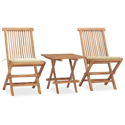 Produktbild von 3-tlg. Garten-Essgruppe mit Kissen Klappbar Massivholz Teak