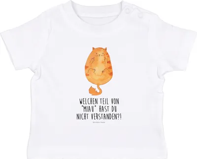 Produktbild von Mr. & Mrs. Panda  T-Shirt Katze Mittelfinger 0. - 6. Monat - Weiß - Geschenk, Kater, Katzen, Kinder Oberteil, Shirt, Mietze, Cats, Baby, Babyshirt, Cat