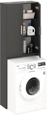 Produktbild von Waschmaschinenschrank Anthrazit - 2 Türen Hochschrank für Waschmaschine und Trockner, Badezimmer Schrank | Gizmo 65 ? 180 ? 27 cm (BxHxT)