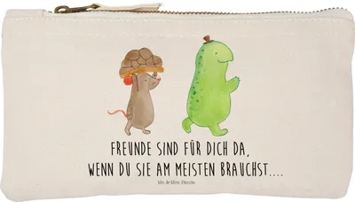 Produktbild von Mr. & Mrs. Panda Pouch Schildkröte Maus Größe S Klein - Weiß - Geschenk, Kulturbeutel, Fröhlich, Federmappe, Schlampermäppchen, Kosmetiktasche, kosmetiktäschchen, Freunde