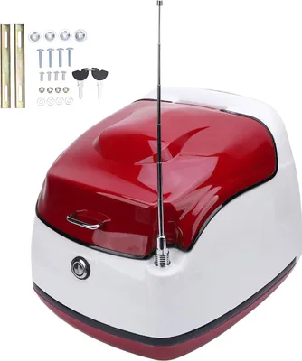 Obrázek produktu pro Horní kufr na motorku, vodotěsný, retro styl, 38 l, zadní úložný box, zadní kufr na motorku pro elektrické skútry, tmavě červený