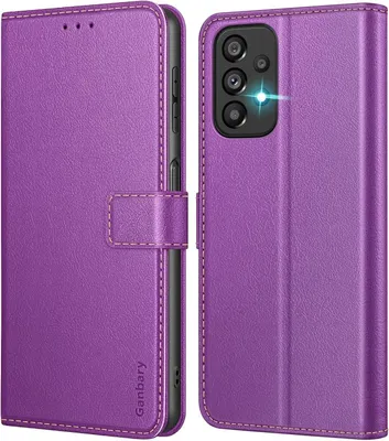 Produktbild von Samsung Galaxy A23 4G/5G Handyhülle Leder Klapphülle Violett mit Kartenfächern und Standfunktion