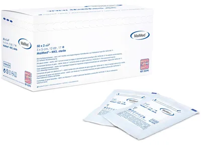 Productafbeelding van Schlitzkompressen, 5x5 cm, steriel, 12 stuks per verpakking, 50 x 2 stuks