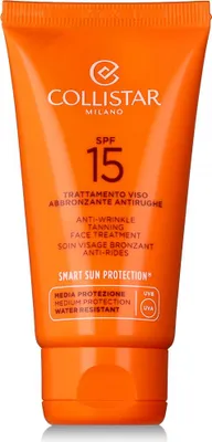 Obrázek produktu pro Collistar Anti-Wrinkle Tanning Face Treatment SPF15, Opalovací krém, Obličej, Tuba, Hydratující, Ochana, Zralá kůže, 50 ml