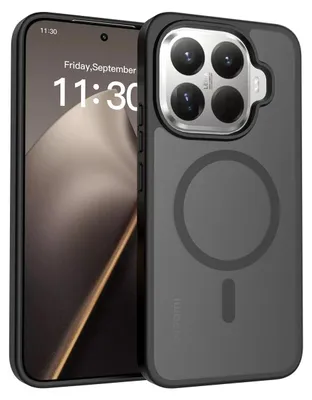 Immagine prodotto di Custodia magnetica per Xiaomi 15T Pro, compatibile con MagSafe, retro traslucido opaco, resistente agli urti Nero