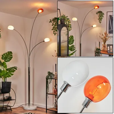 Produktbild von Suio Stehlampe aus Metall in Weiß/Chromfarben/Orange, Retro/Vintage-Design