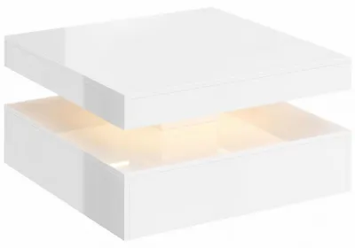 Immagine prodotto di Tavolino da salotto con illuminazione a LED e spazio contenitivo | Colore: bianco lucido | Dimensioni: 78x78x40 cm