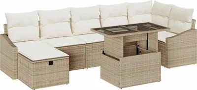Produktbild von "im Sonderangebot" Garten-Sofa-Set - elegantes Design - Sitzgruppe mit Sofa, Tisch - 8 pcs Beige Poly-Rattan - Terassenmöbel DEMöbel826197