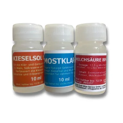 Produktbild von Testset Joenos Milchsäure + Mostklar V + Kieselsol  je 10 ml