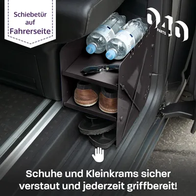 Produktbild von 040 Parts Schuhregal SCHWARZ FAHRERSEITE Zubehör passend für VW T7 California und Multivan Schuhorganizer Schuhtasche