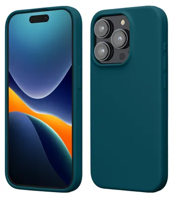 Produktbild von kwmobile Handyhülle für iPhone 15 Pro Hülle, für iPhone 15 Pro Case - Hülle Silikon - kabelloses Laden - Petrol matt