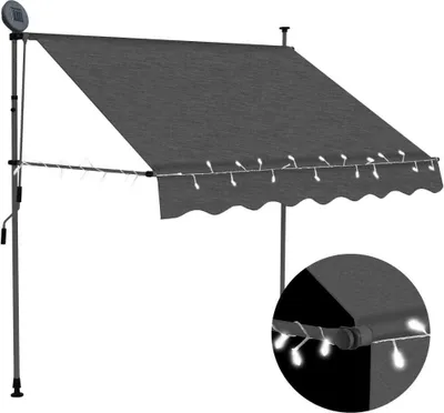 Obrázok produktu pre Ručne zaťahovacia markíza s LED 150 cm, antracitová