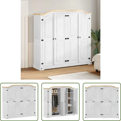 Immagine prodotto di The Living Store Armadio Bianco 194x52x186 cm in legno di pino massiccio