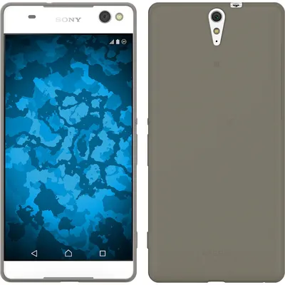 Produktbild von PhoneNatic Case kompatibel mit Sony Xperia C5 Ultra - grau Silikon Hülle Slimcase + 2 Schutzfolien