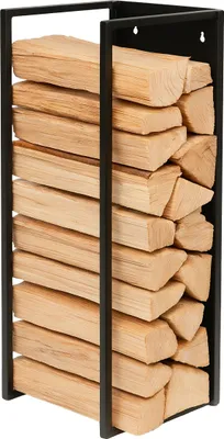 Produktbild von Relaxdays Kaminholzregal, Wandmontage, HBT: 75x25x25 cm, Feuerholz, pulverbeschichtet, Eisen, Brennholzregal, schwarz