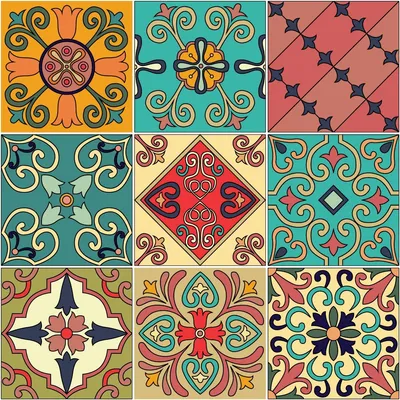 Produktbild von Selbstklebende Fliesen-Wandaufkleber für Küche und Bad – 9 orientalische Mosaikfliesen-Aufkleber – 9 Aufkleber 15 x 15 cm