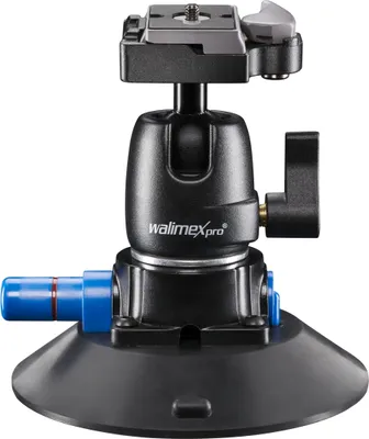 Produktbild von Walimex pro Saugnapf-Stativ inkl. Kugelkopf mit Schnellwechselplatte, Saugnapfhalterung für System- und DSLR Kameras, Action Cam, praktische Kamerahalterung für Auto