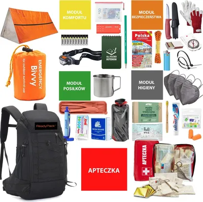 Zdjęcie produktu dla Plecak Ewakuacyjny Survival +Wyposażenie ReadyPack S2 Pełen Zestaw Awaryjny / ReadyPack S2 Czarny