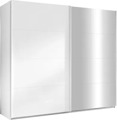 Produktbild von Schwebetürenschrank - 250 x 223 cm - Weiß Hochglanz - Weiß matt - mit Spiegel