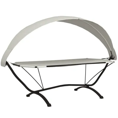 Produktbild von "2026 MODERNE"Outdoor-Loungebett Sonnenliege - Gartenmöbel - Liegestuhl - Gartenliege mit Dach Creme Stahl und Oxford-Stoff - In- und Outdoor CC6023456