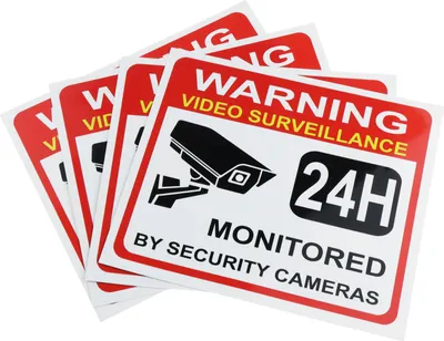 Produktbild von 4 x Aufkleber für Videoüberwachung, Aufkleber-Set, Informationsschild, Warnaufkleber für Videoüberwachung, Warnschild, Achtung Videoüberwachung für Fenster und Türen (17,78 x 15,24 cm)