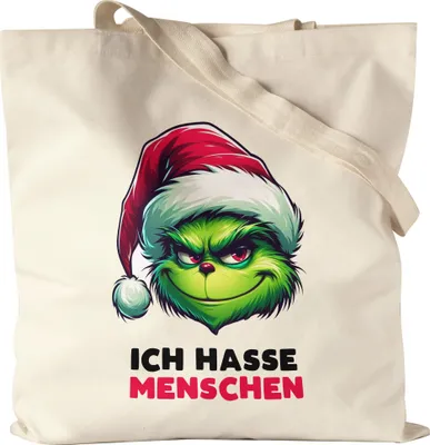 Produktbild von Ich hasse Menschen Jutebeutel Anti Weihnachten Lustig Ironisch Weihnachtshasser
