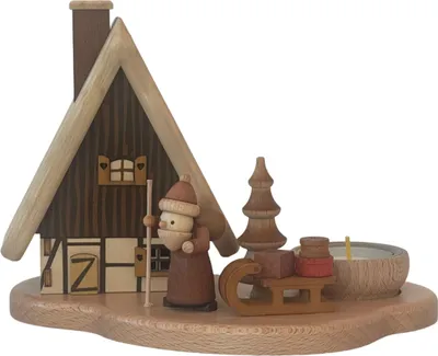 Obrázek produktu pro Zeidler Erzgebirge Räucherhaus – svícen na čajové svíčky s motivem Santa Clause