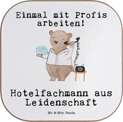 Produktbild von Mr. & Mrs. Panda Tassenuntersetzer Hotelfachmann Leidenschaft - Weiß - Geschenk, Hotelier, Lustig, Spruch, Untersetzer Glas, Ausbildung, für Gläser, Tischuntersetzer