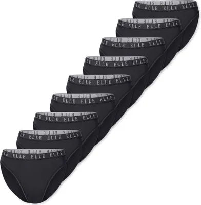 Produktbild von ELLE Damen Slip High Leg Logo 9-Pack black - Größe L