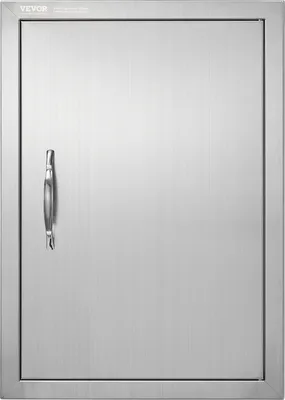 Produktbild von Grillzugangstür, 432 x 610 x 46 mm, Einzelne Außenküchentür, Flächenbündig Montierte Edelstahltür, Vertikale Wandtür mit Griff, für Grillinsel, Grillstation, Außenschrank usw.