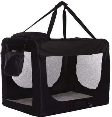 Produktbild von Reisebox Schwarz S (60 cm) – Nylon-Softbank – faltbar – leichte Hundebox – Autobox Transportbox