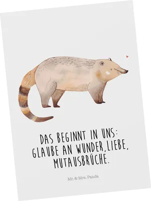 Produktbild von Mr. & Mrs. Panda Postkarte Nasenbär - Weiß - Geschenk, Lustige Sprüche, Grußkarte, Fotokarte, Bär, Ansichtskarte, Rüsselbär, Nasenbären, Ansichtskarten, Postkarten