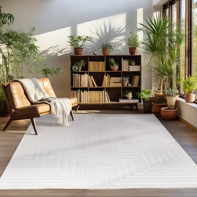 Zdjęcie produktu dla Dywan z krótkim włosiem do salonu, jadalni, sypialni, w stylu skandynawskim boho, przyjemny w dotyku,Rozmiar: 120 x 170 cm,Kolor: Kremowy-1
