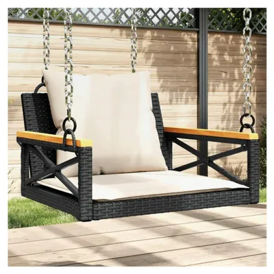 Produktbild von Hängesessel mit Kissen in Schwarz 63x62x40 cm aus Poly Rattan