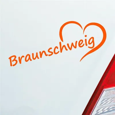 Produktbild von Auto Aufkleber Braunschweig Herz Stadt City Liebe Love 19,5x8 cm Orange Sticker Heckscheibenaufkleber