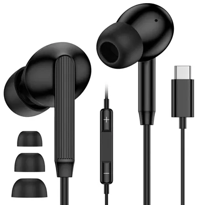 Obrázok produktu pre Slúchadlá USB-C s káblom, slúchadlá do uší s káblom typu C, čierne