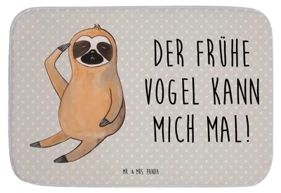 Produktbild von Mr. & Mrs. Panda Badezimmer Matte Faultier Vogel - Grau Pastell - Geschenk, Morgenmuffel, duschmatte, Früher, Badezimmerteppich, Bad Fußmatte, läufer, Badteppich